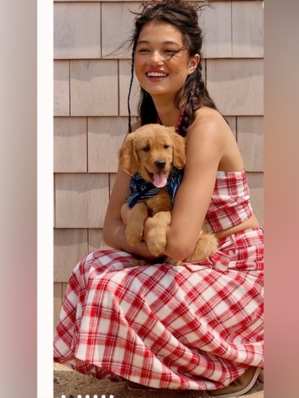 NWT Red Plaid Strapless Crop Top & Maxi Skirt Set – Size Small – $198 Retail - Picture 4 of 5